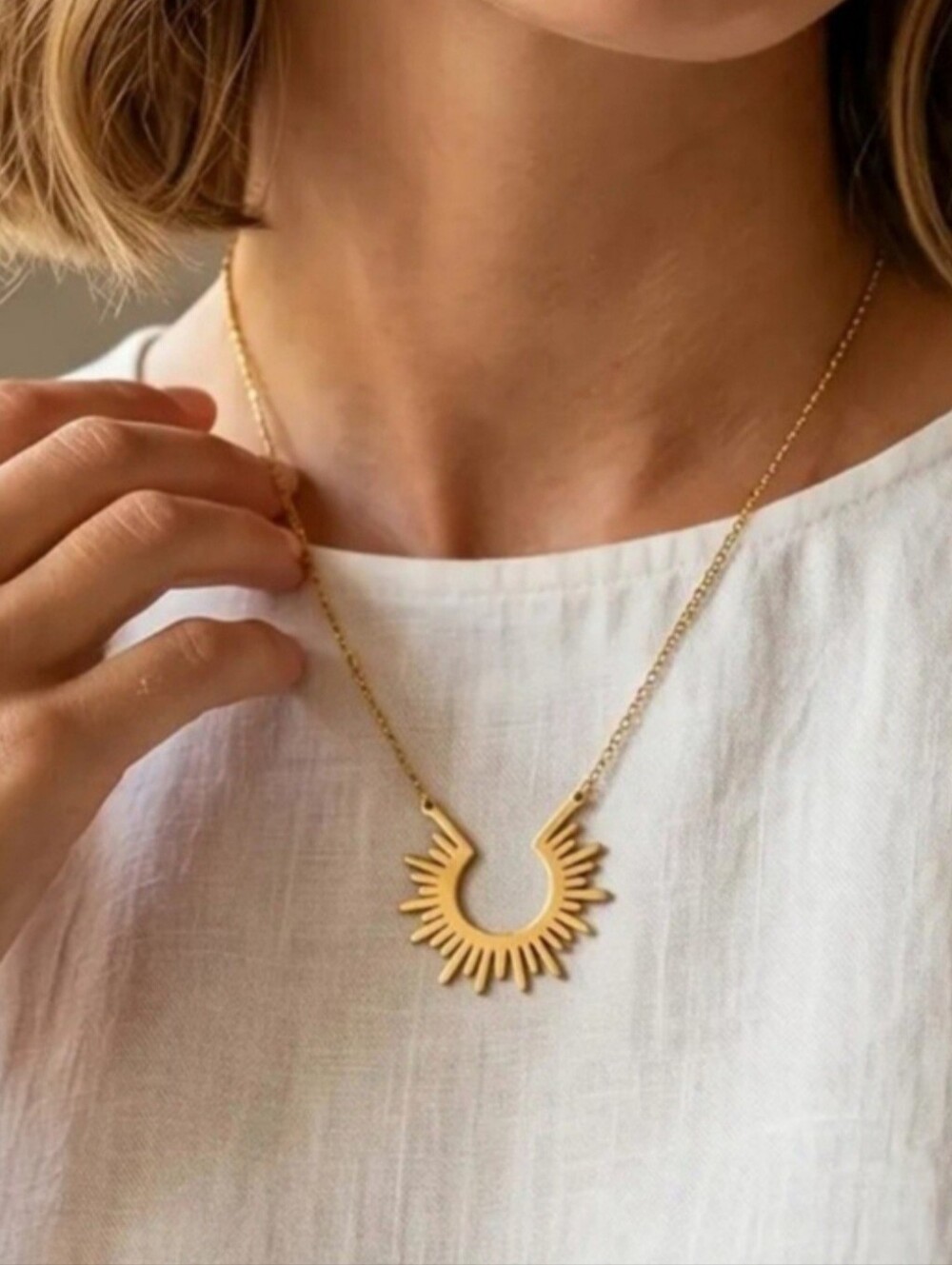 Gold Sunburst Necklace - Women Jewelry